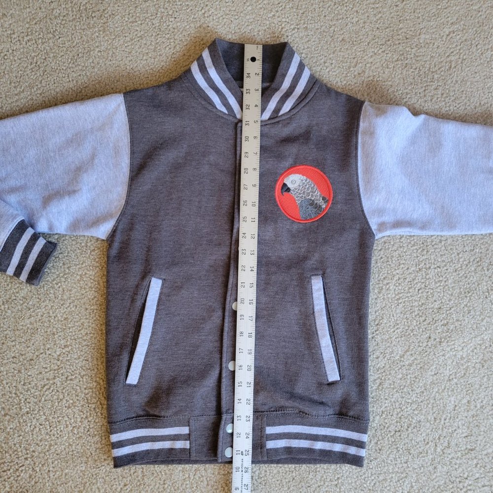 NEW African Grey Parrot Embroidered Varsity Bomber Sweatshirt XS Bird - Picture 11 of 11